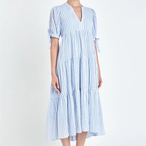 English Factory Baby Blue Gingham Dress